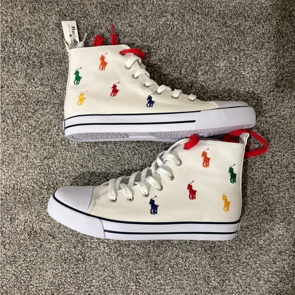Polo Ralph Lauren Hamptyn II White Multicolor Canvas HighTop Sneaker Unisex US 6